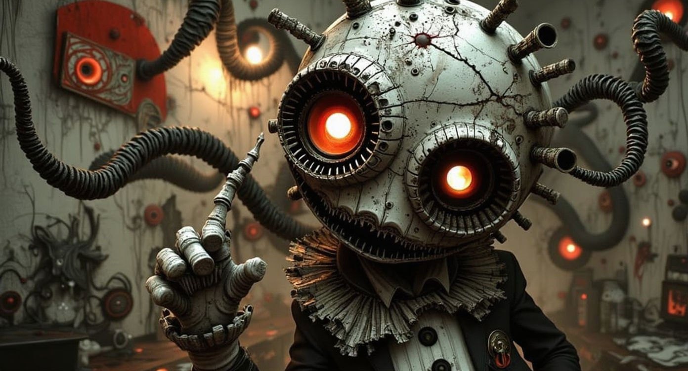 Surreal Robotic Android in Chaotic, Little Nightmares Style