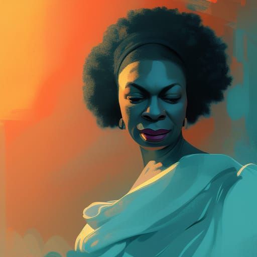 Nina Simone Portrait in Art Nouveau Style