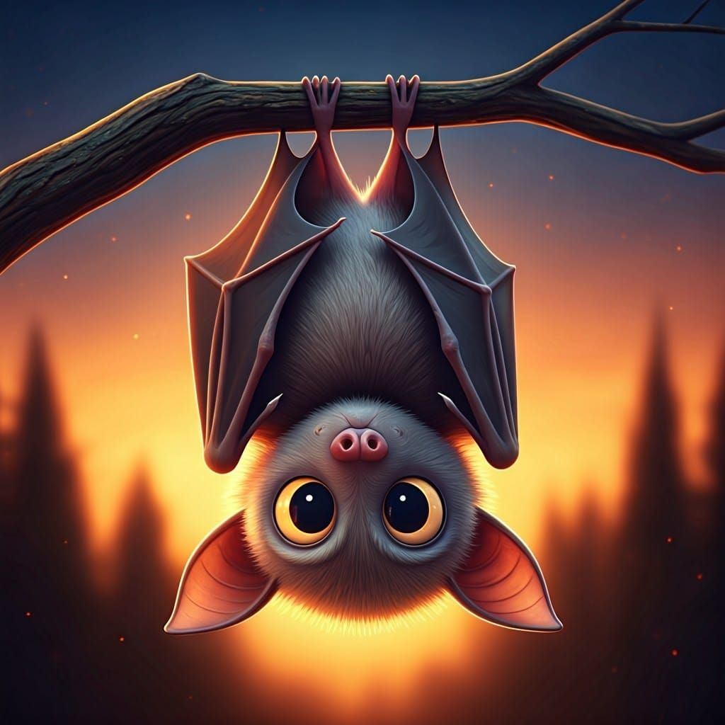Chibi Vampire Bat with Ethereal Glow as 3D Art