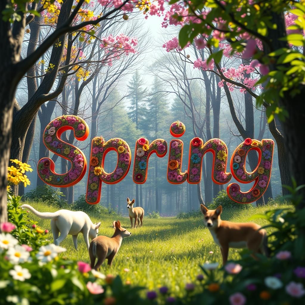 Lively Spring Forest Scene in Detailed Digital Painting