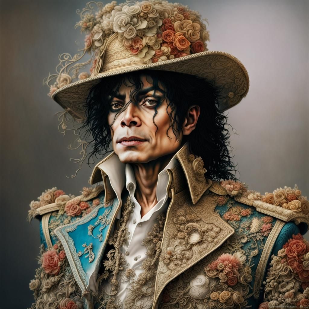 Hyperrealistic Portrait of Michael Jackson in Maximalist Sty...