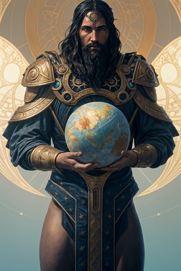 Atlas King of Atlantis With Celestial Sphere Concept Art