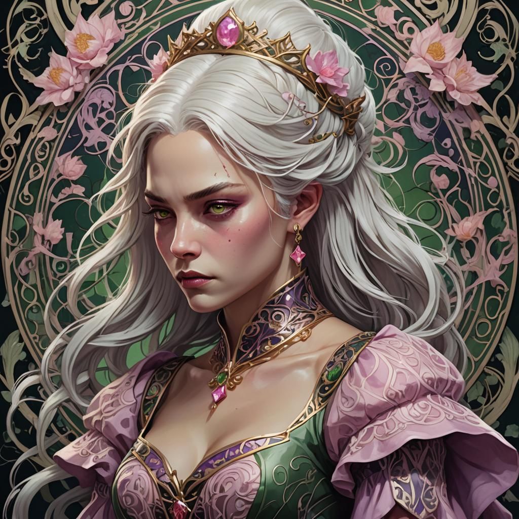 Evil Princess Anna: Dark Fantasy Art Nouveau Portrait
