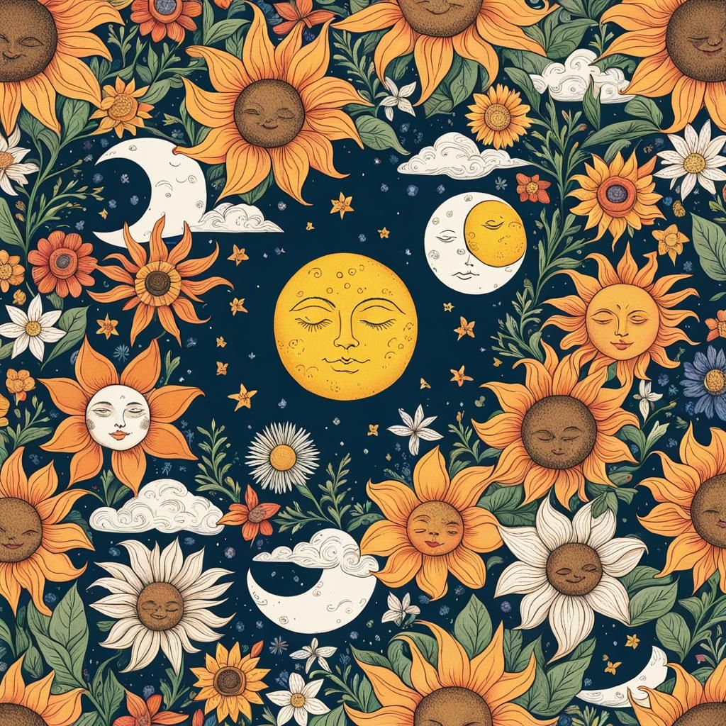 Floral Sun and Moon Celestial Arrangement