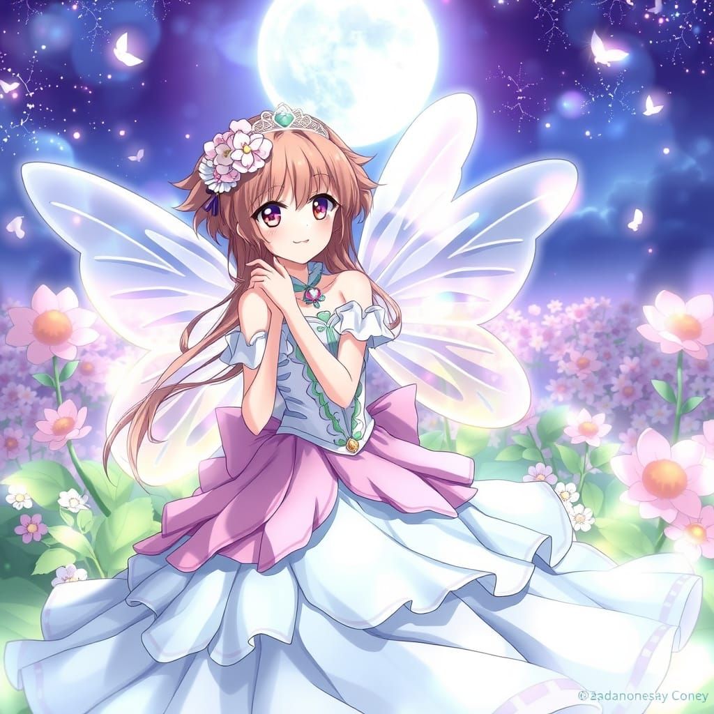 Anime Spring Fairy Princess in Vibrant Watercolor Style