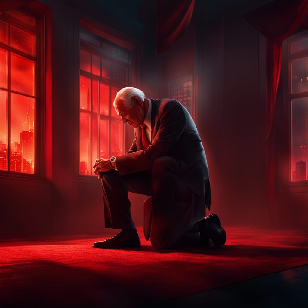 Stern Businessman in Red Light