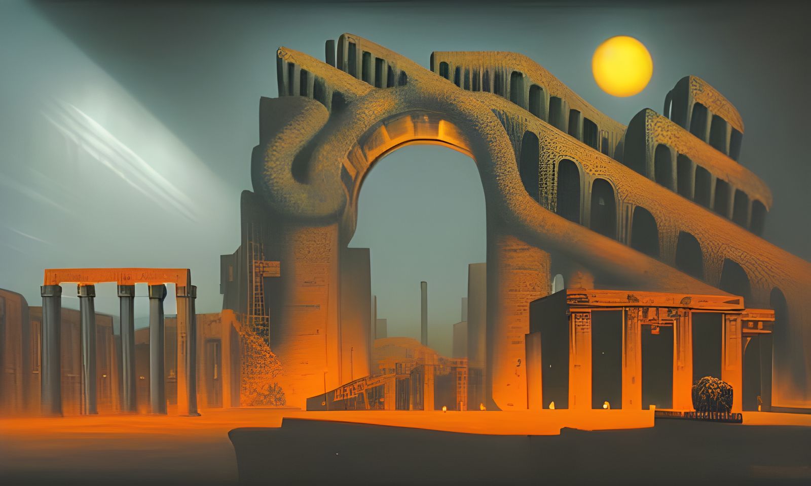 Dieselpunk Hellscape with Ancient Ruins