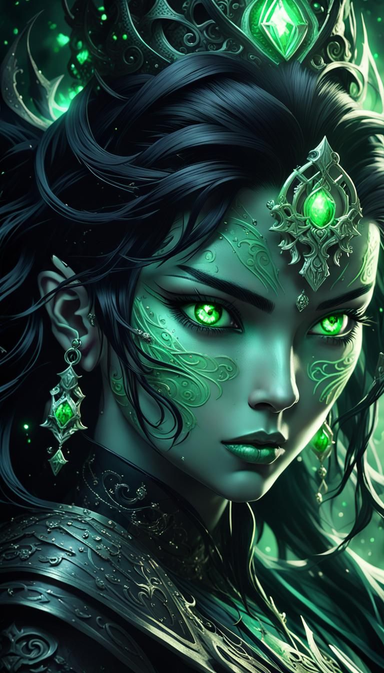 Dark Fantasy Queen with Magic, 3D Anime Art