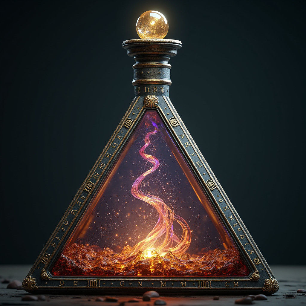Medieval Golden Elixir Bottle: Fantasy Concept Art