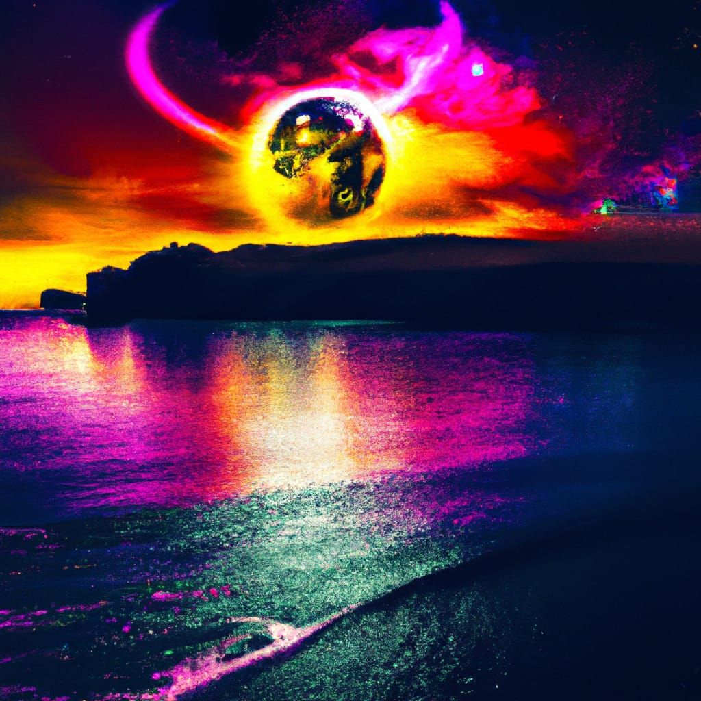 Surreal Alien World With Giant Planet In Sky