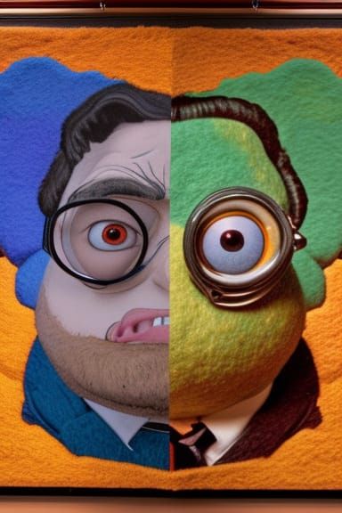 Surreal Portrait in Glitchcore Kintsugi Style