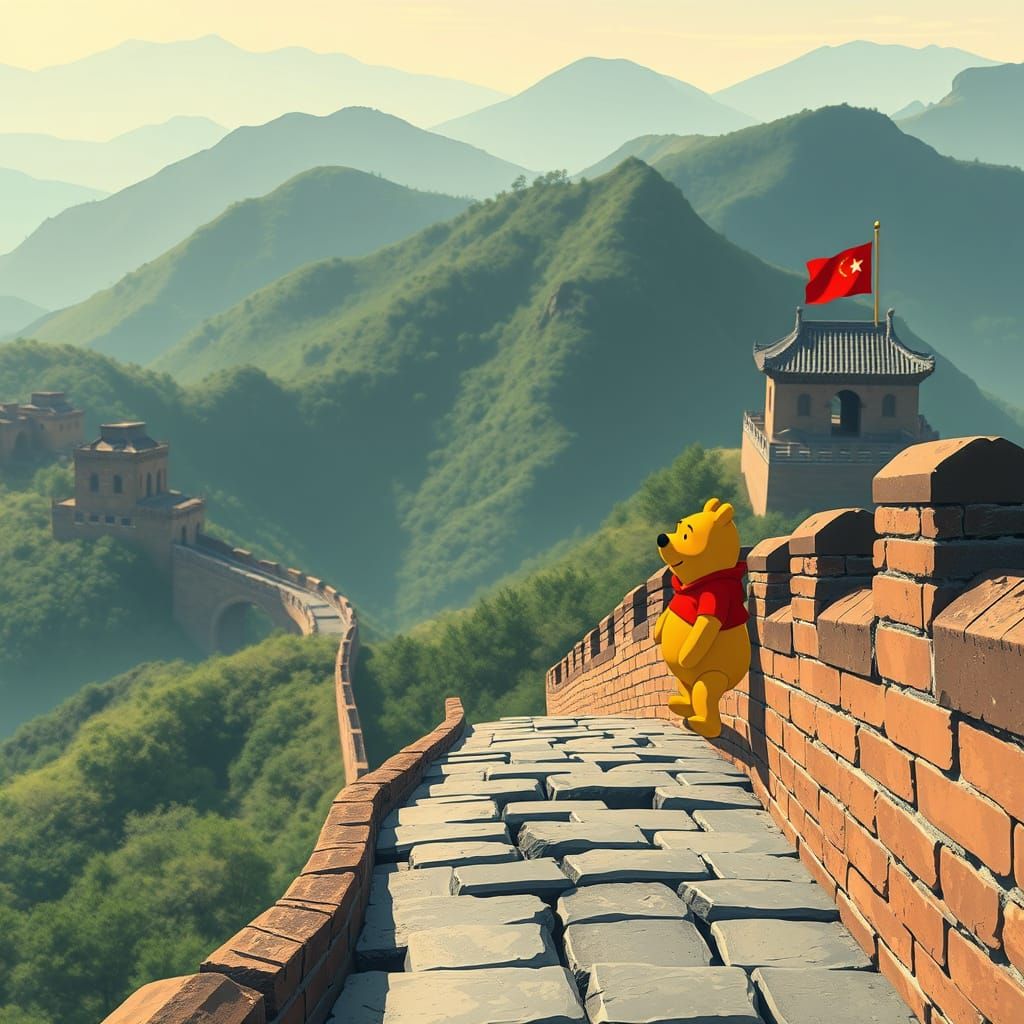 Winnie the Pooh Embarks on Epic Quest at the Great Wall of C...