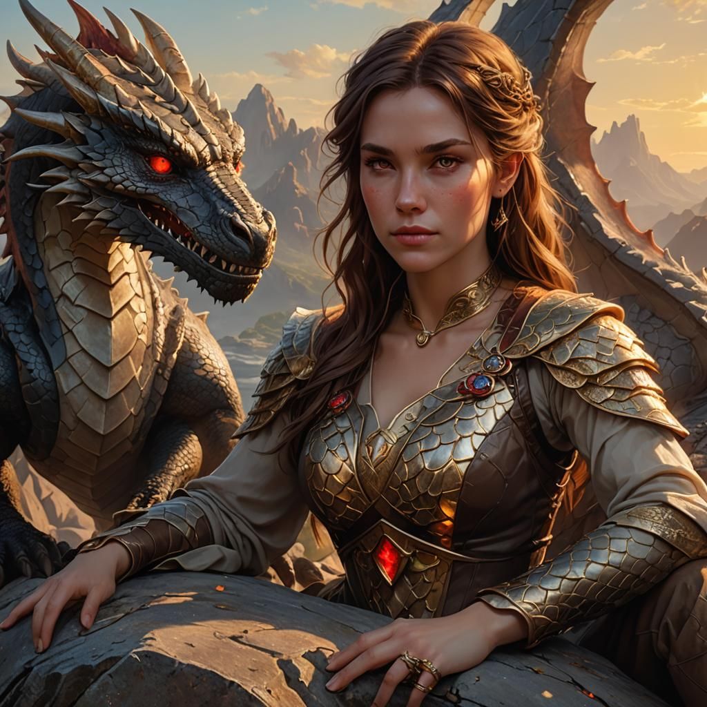 Dragon Girl Portrait in Hyper-Realistic Fantasy Art