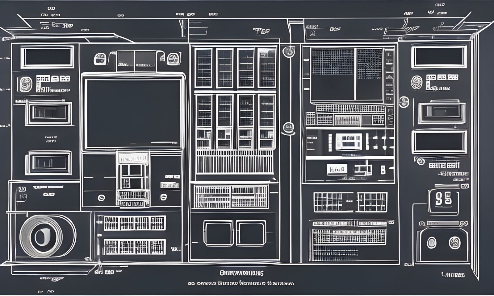 Detailed Charcoal Drawing of a PBX Phone System
