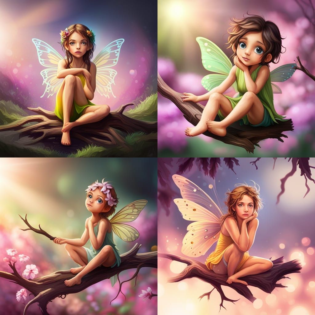 Cute Fairy in Tree: Hyperrealistic Concept Art