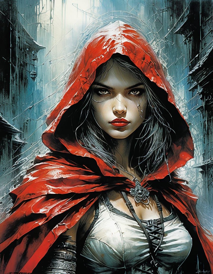 Red Riding Hood Abstract Art in Complementary Colors