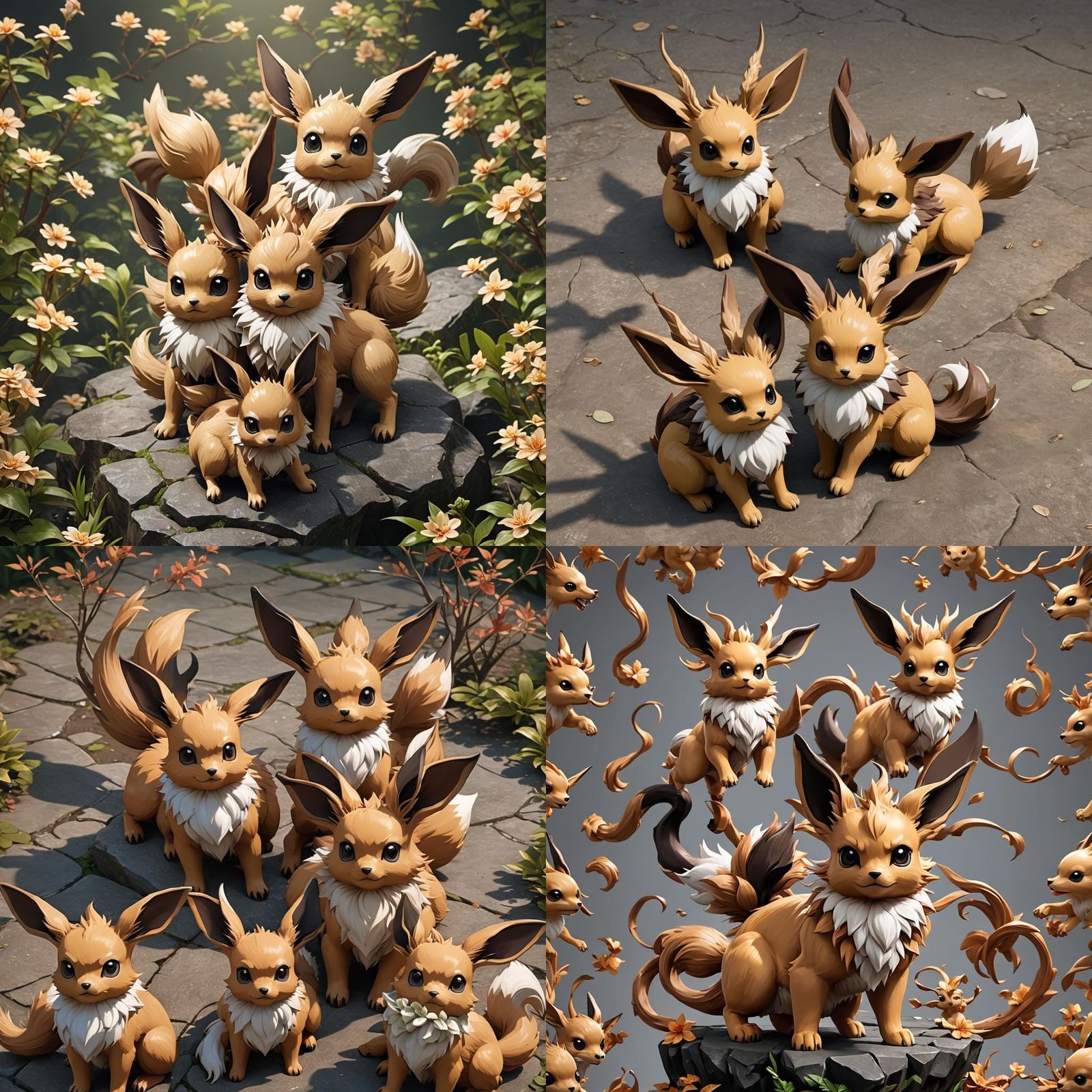 Three-Headed Hydra Eevee in Anime Style