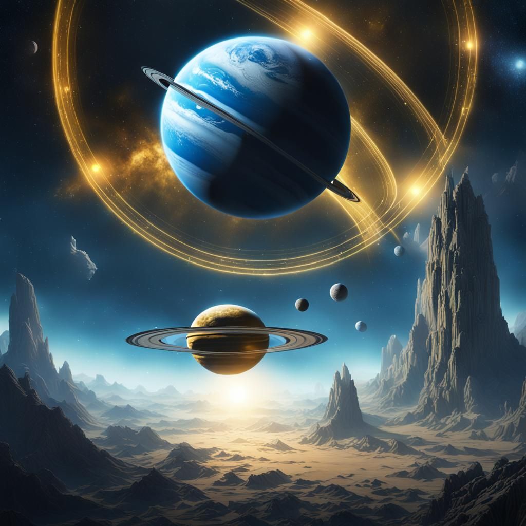 Crystalline Coxeter Flies Past Saturn: Detailed Matte Painti...