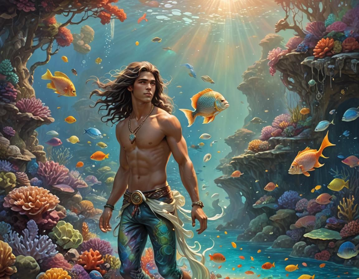 full body image of a handsome gay (mereman:3.0) young 18-yea...