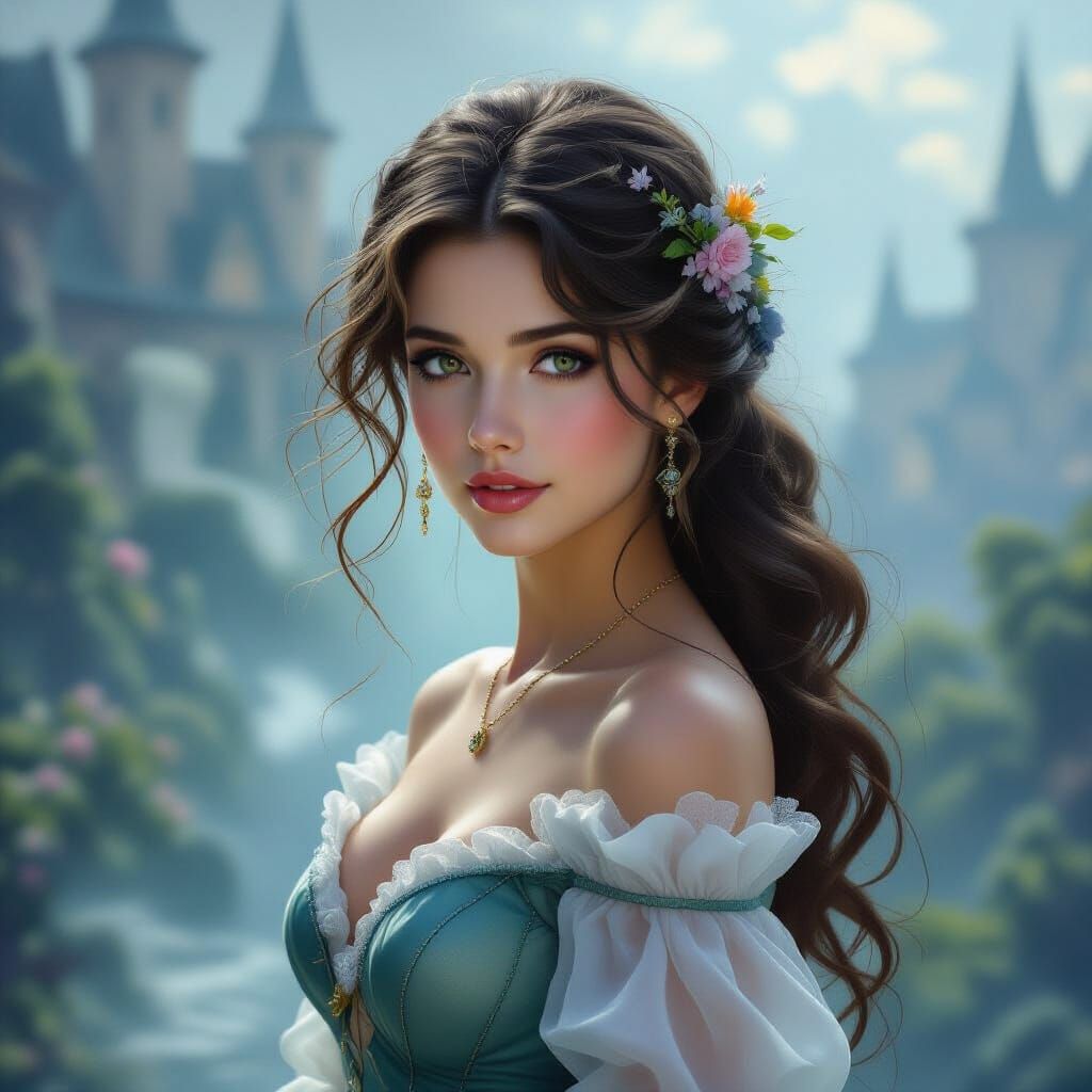 Mysterious Woman in Ethereal Fantasy Mist