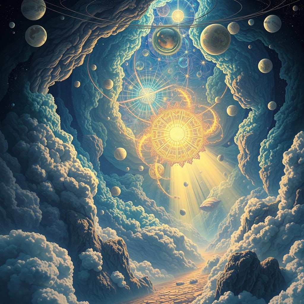 Surreal Psychedelic Dreamscape with Intricate Lighting