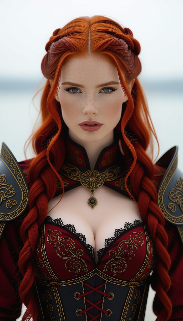 Red-Haired Warrior Maiden: Photorealistic 8k Portrait