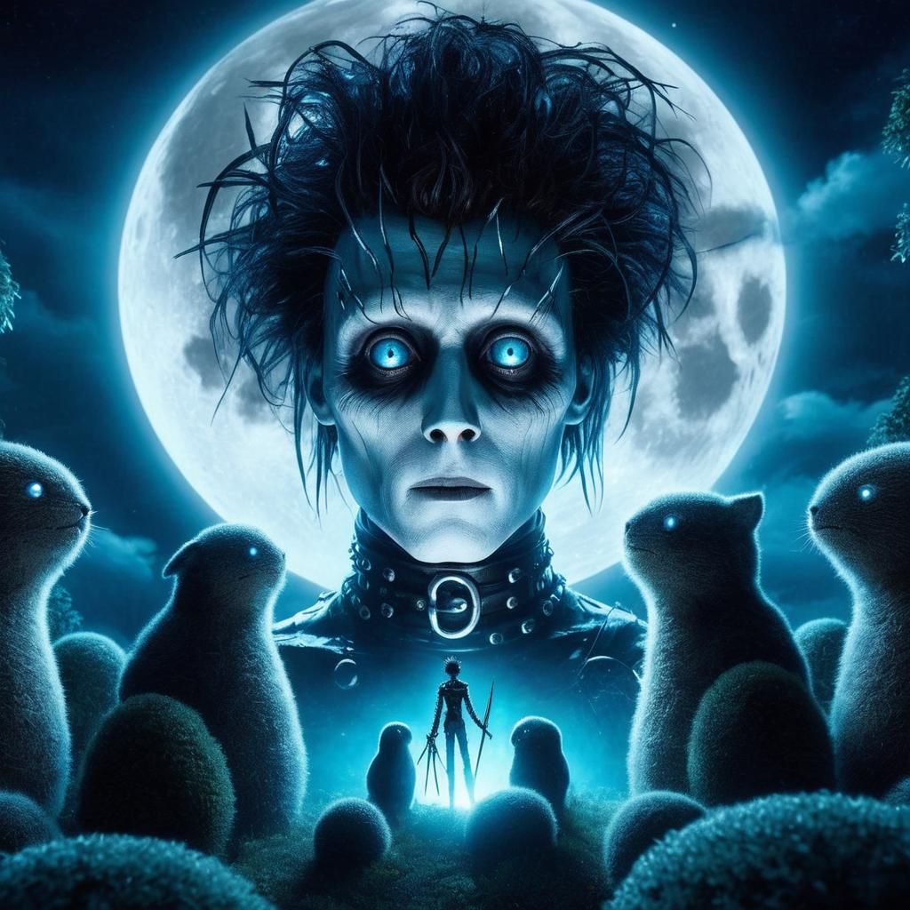 Gothic Fairytale Scene with Glowing Eyes