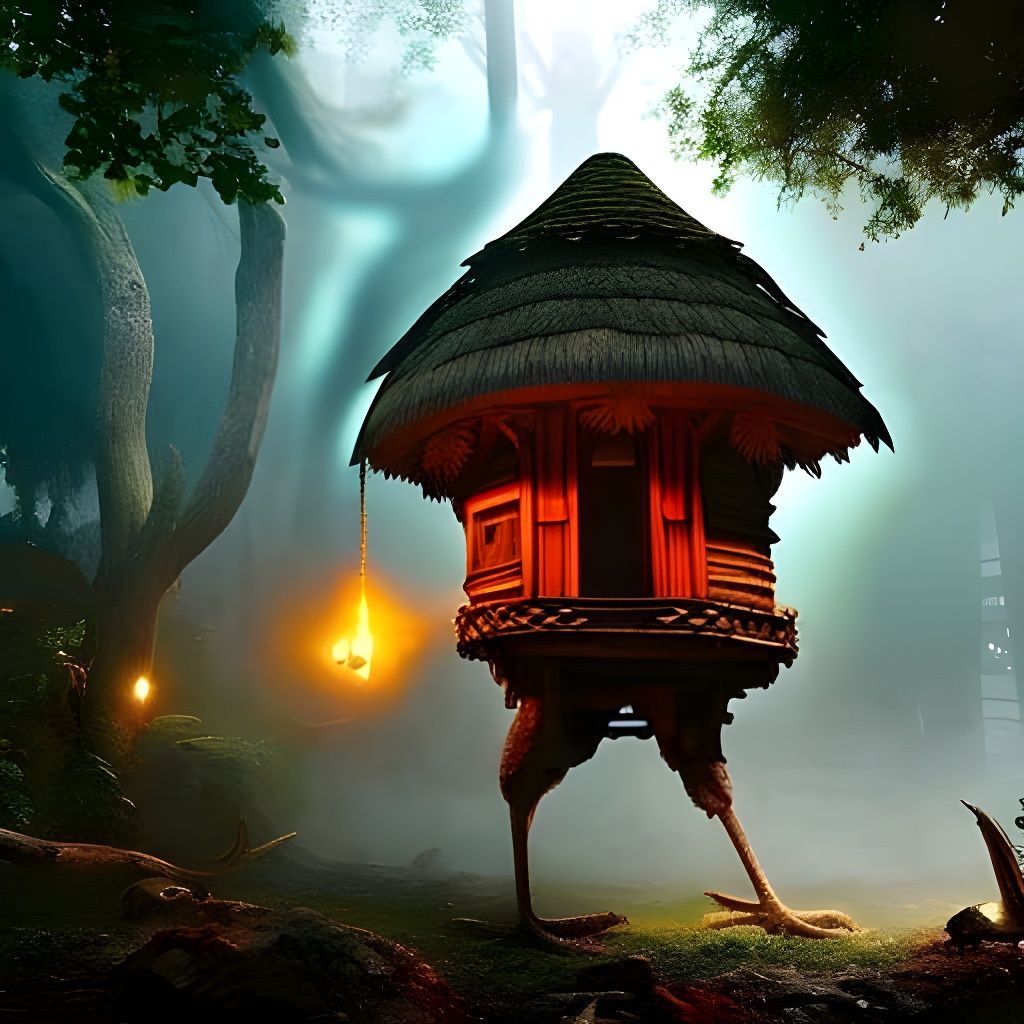 Ornate Witch's Hut on Chicken Legs: Detailed CGI Render