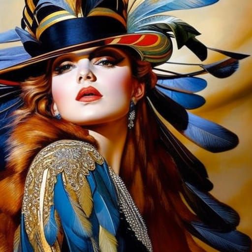 Feathered Hat Portrait in Golden Age Style