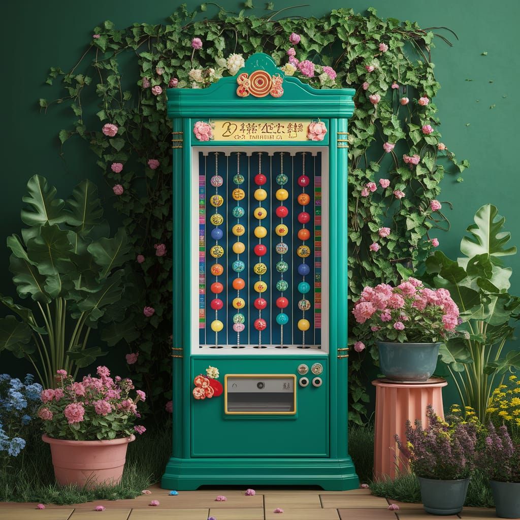 Garden-Themed Pachinko Machine: Whimsical Art