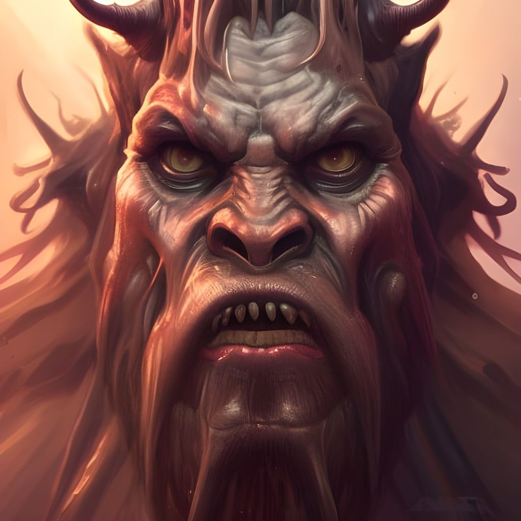 Demonic Eldritch Ogre Portrait in Hyperdetailed Style