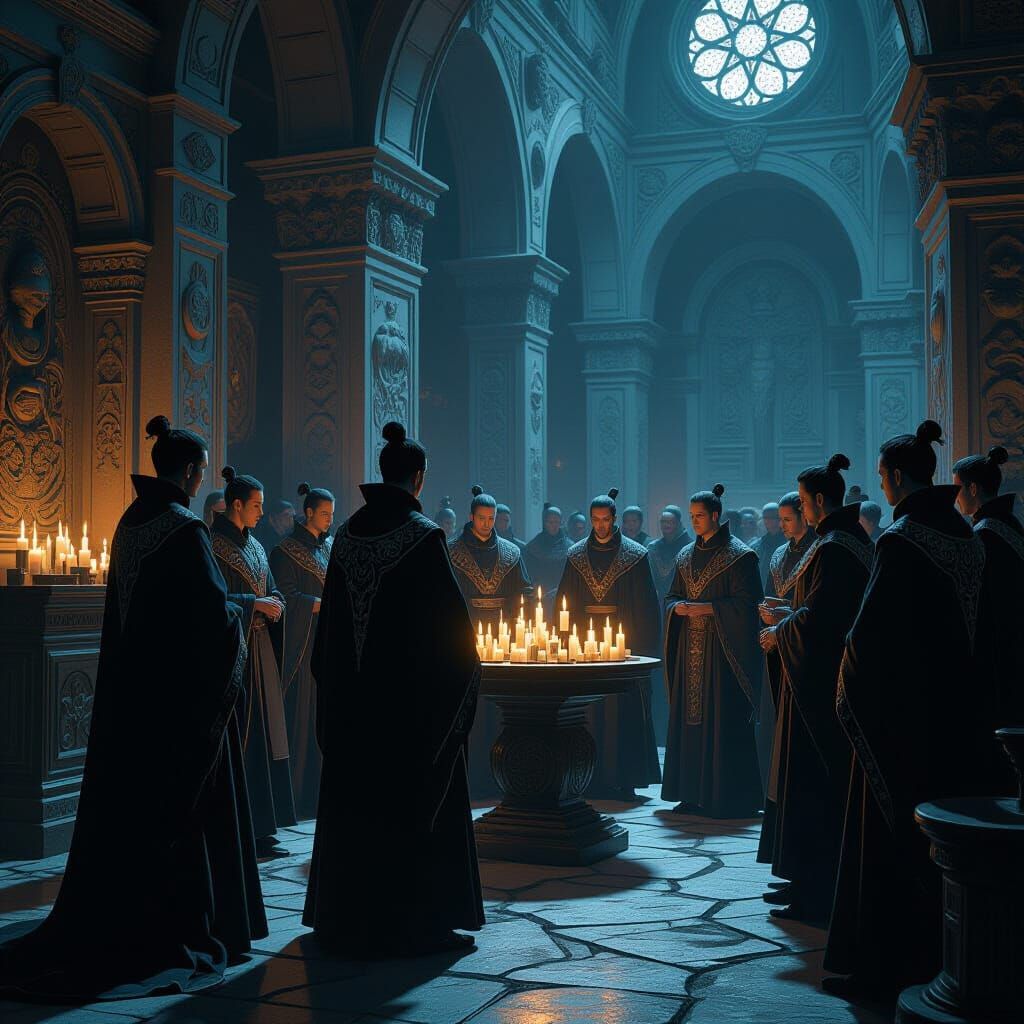 Mystical Gathering in Candlelight, Gothic Style