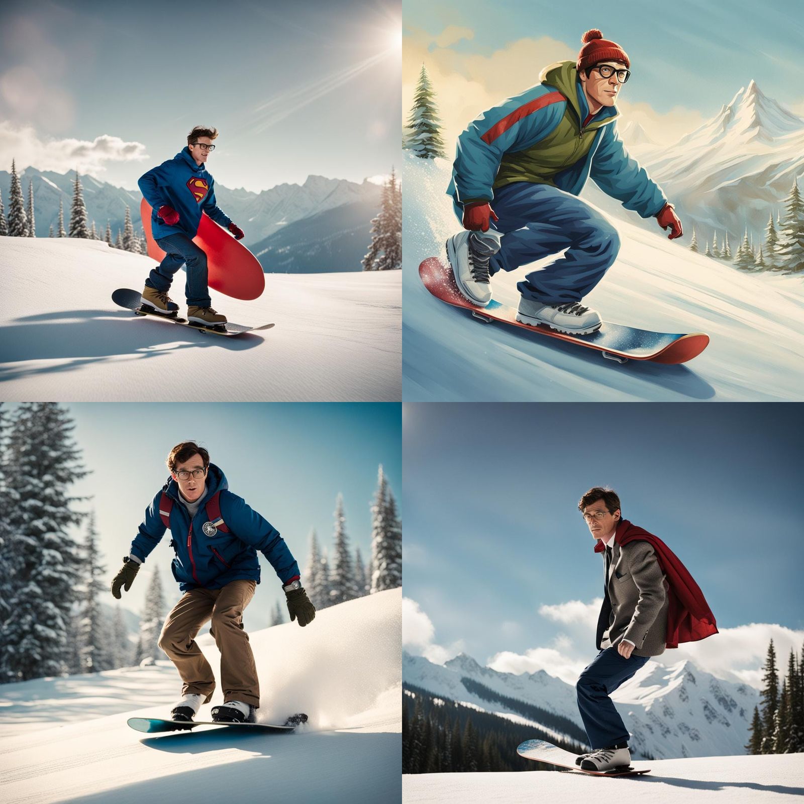 Clark Kent Snowboarding in Natural Light