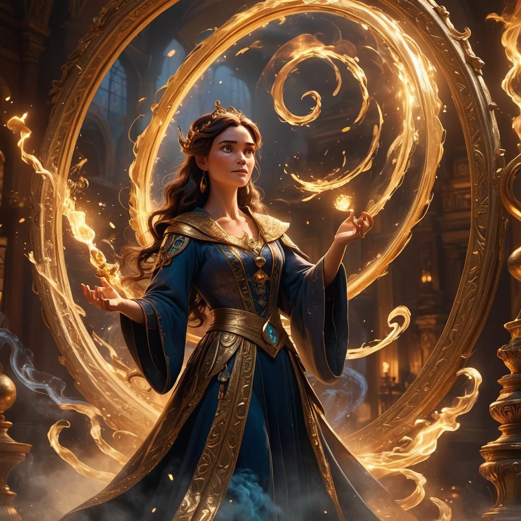 Mystical Sorceress and Magic Mirror, Pixar-Style