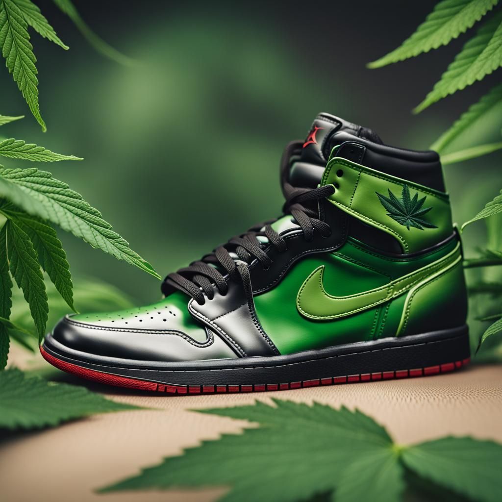 Nike Jordan Retro 1 Cannabis Design, Hyperrealistic Digital ...