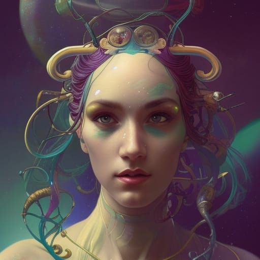 Art Nouveau Spacepunk Goddesses Portrait