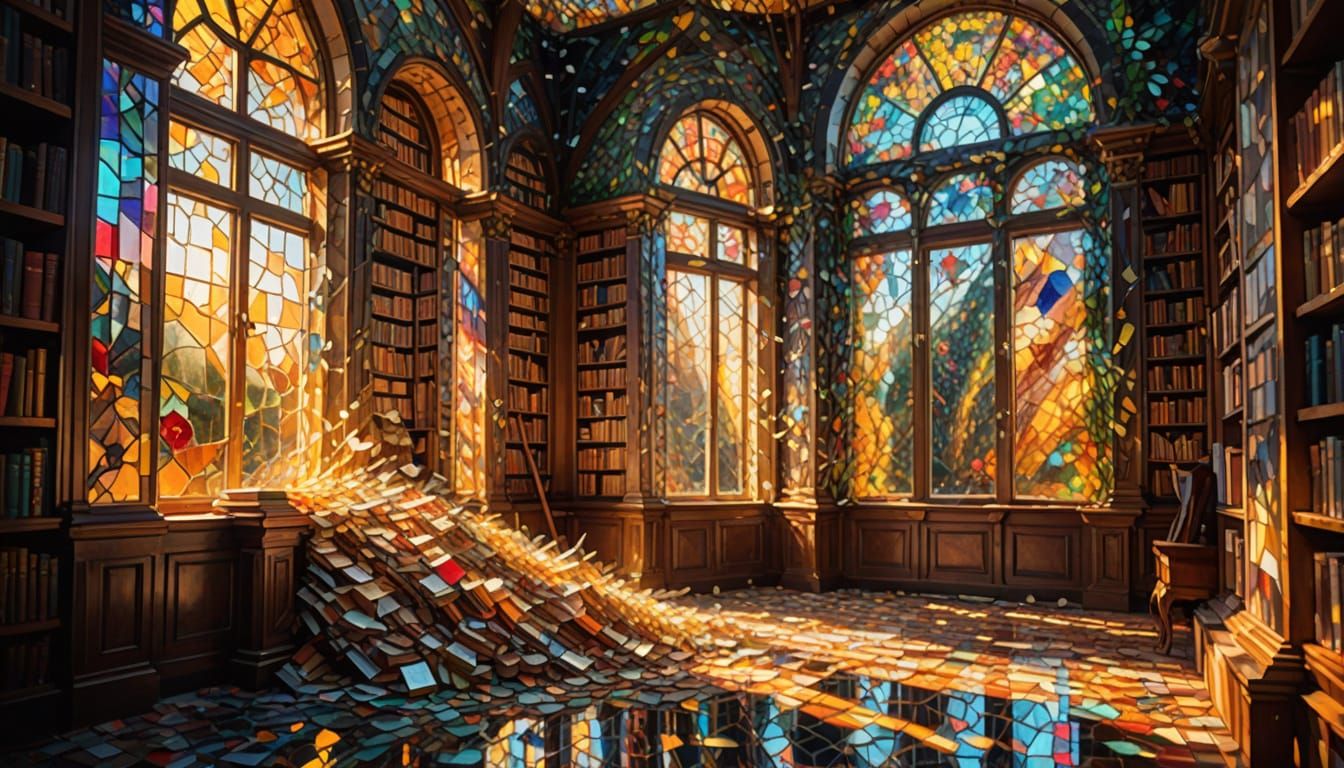 Glowing Books in a Glittering Library