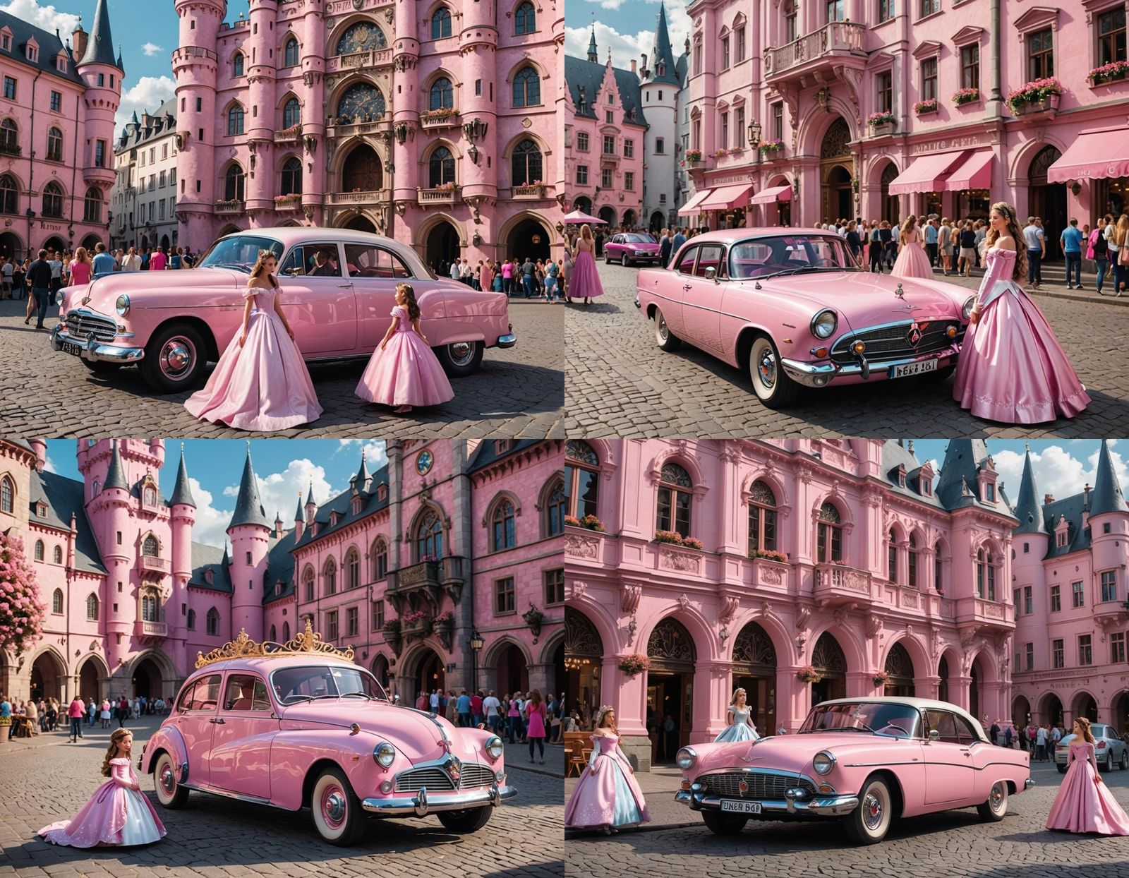 Princess in Fairytale City with Pink Car
