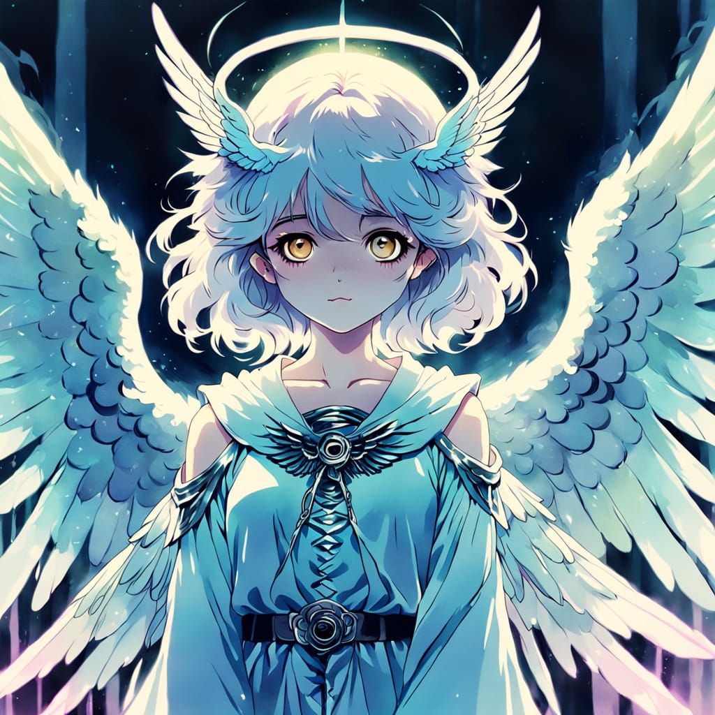 Anime Angel of Death with Unfolding Wings