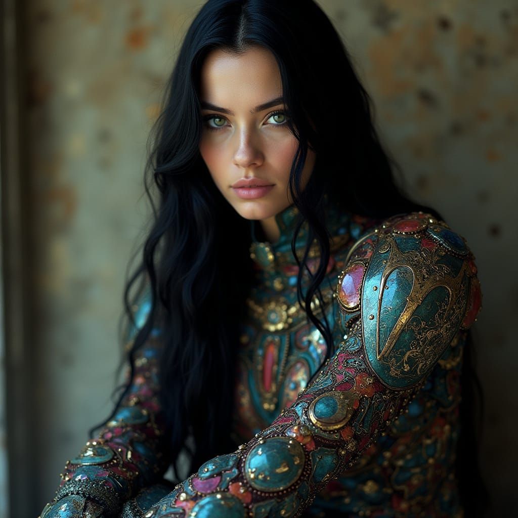 Regal Cyberpunk Goddess in Hyperrealistic Detail