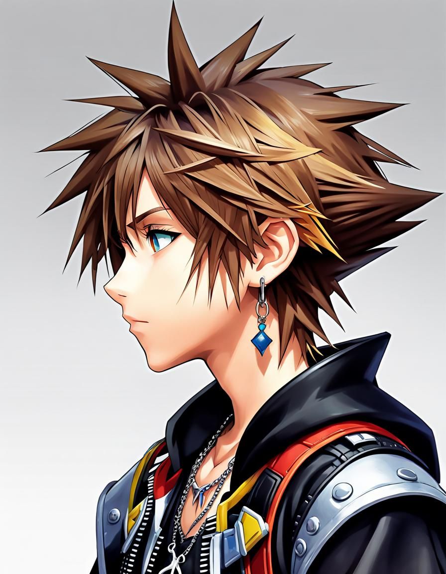 Kingdom Hearts Sora: Detailed Anime-Style Portrait