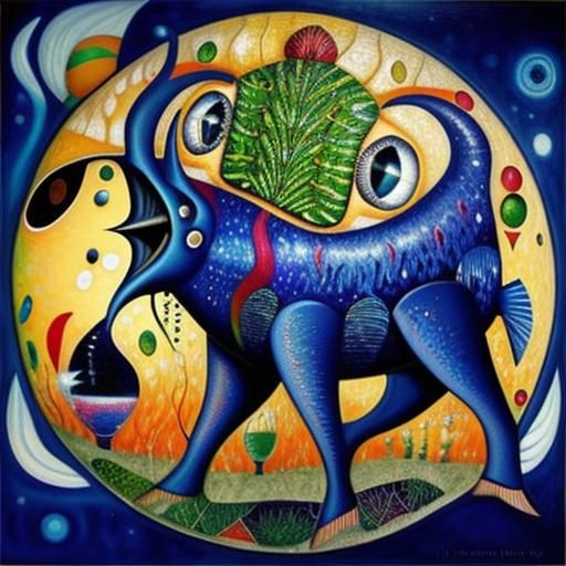 Angler Fish Oil Painting in Mosaic Pop Surrealism