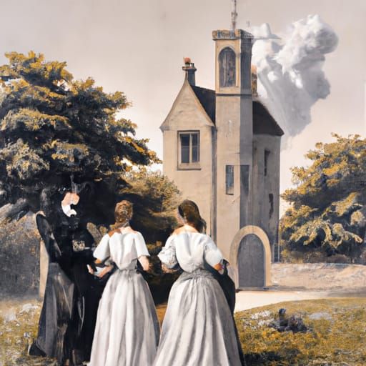 Vicar Fires Gun at Belltower, 19th Century Illustration