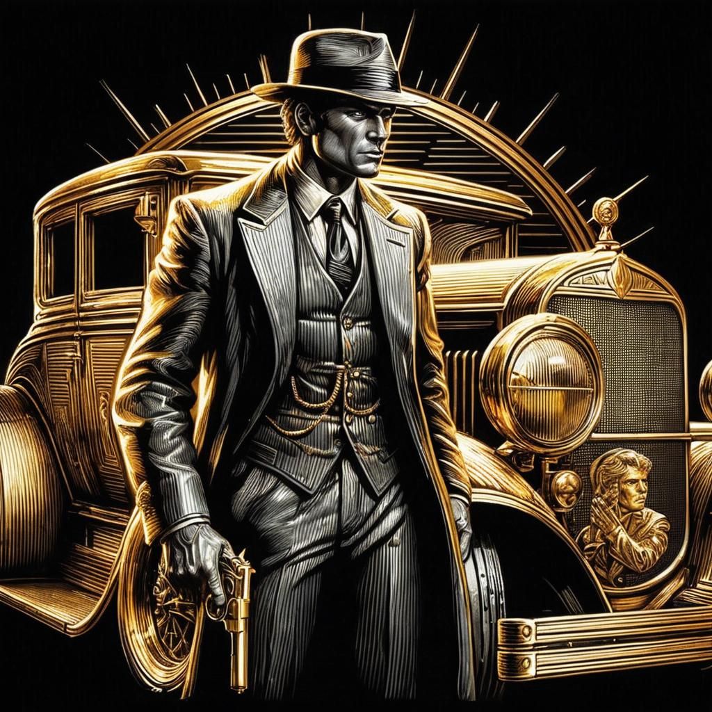 1920s Pulp Hero in Art Deco Style