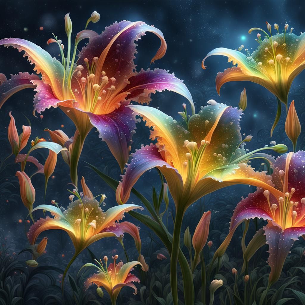 Lily Fractal with Fairies in a Detailed Matte Painting