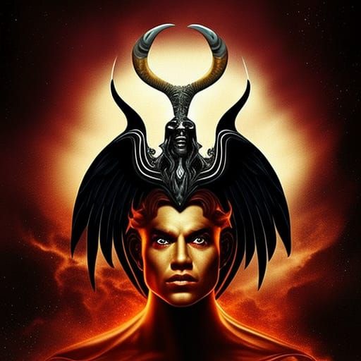 Surreal Horror Demon on Throne in Hell