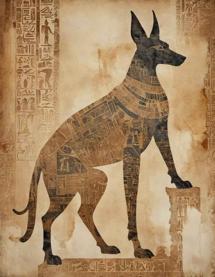 Anubis Apparition in Ancient Temple Ruins