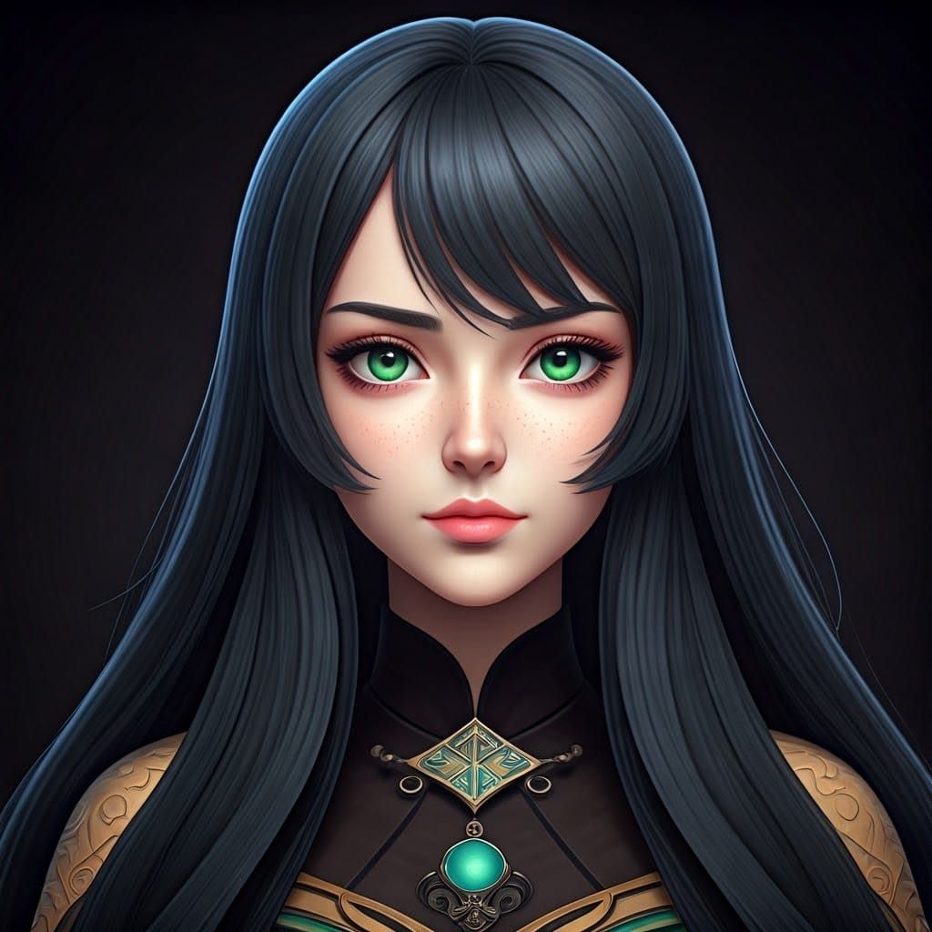 Vibrant Uzbek Woman in Anime Style