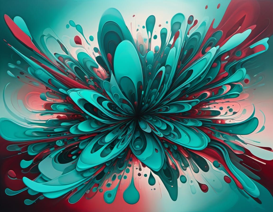 Abstract Surrealism Painting in Cel-Shaded Futuristic Style