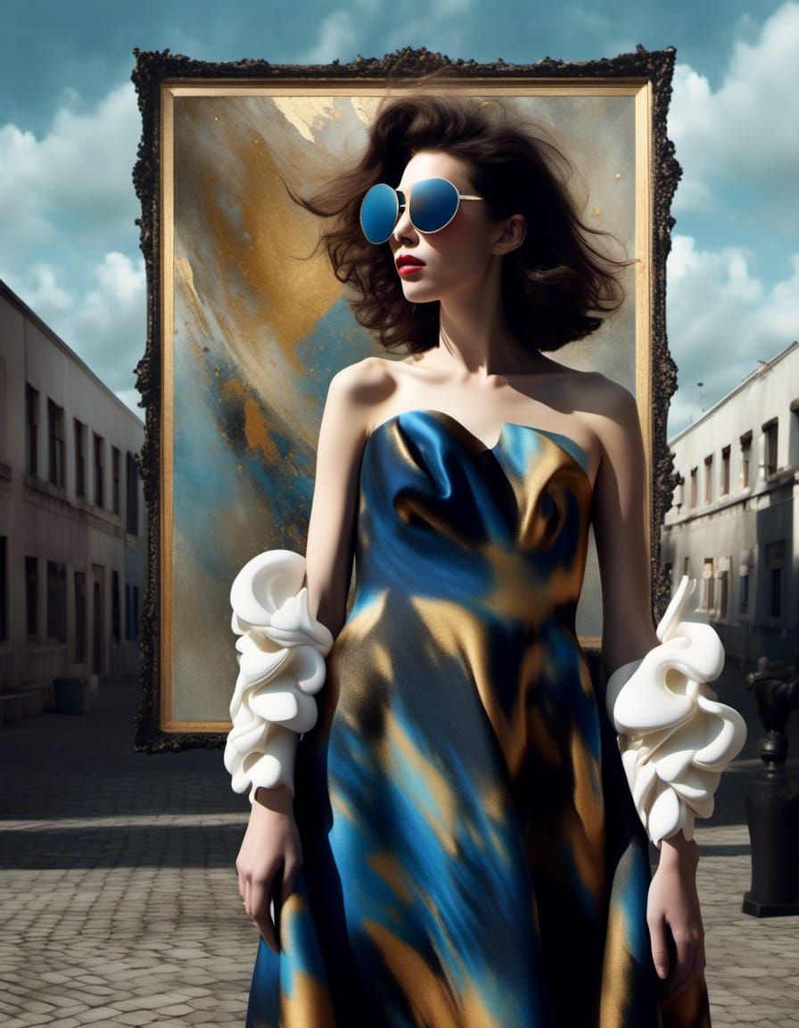 Golden Abstract Cycles Blending in Matte Painting